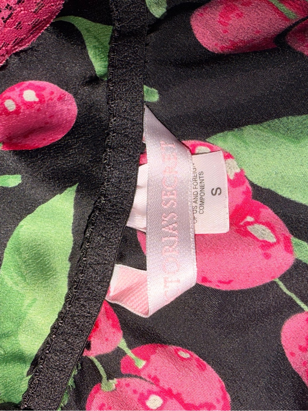 Vintage Victoria’s Secret Cherry Print Lace Mini Dress Y2K Size S - Picture 5 of 7